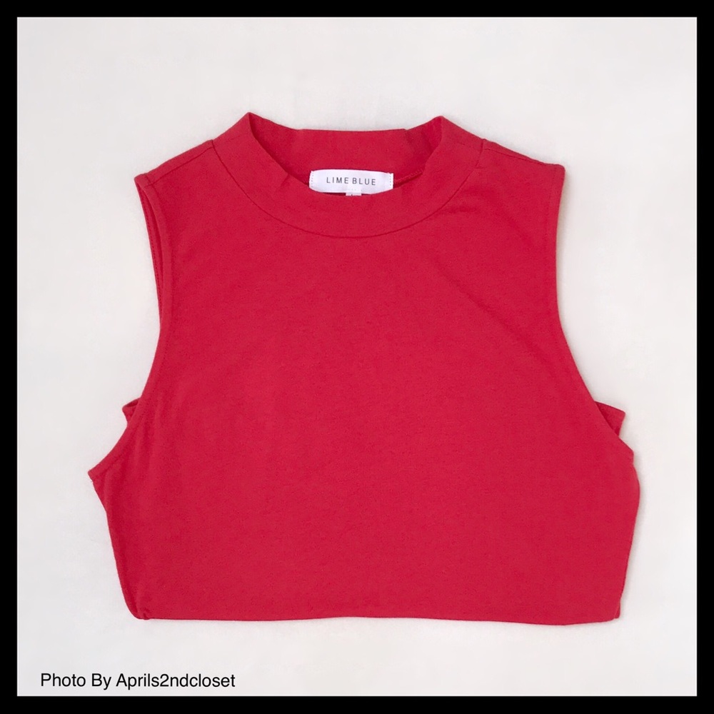 ❌SOLD❌RED KNIT STRETCH BODYSUIT Mock Neck - Picture 5 of 8